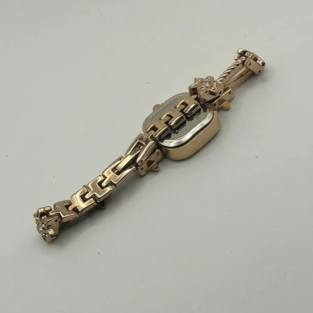 Soxy Rose Gold Square Dial Crystals on Bezel Floral Accents Women Fashion Watch